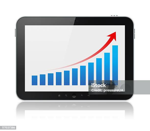 Tablet Computador Mostrando O Sucesso Gráfico Isolado - Fotografias de stock e mais imagens de Branco