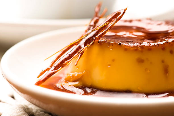 Close up of a delicious creme caramel dessert