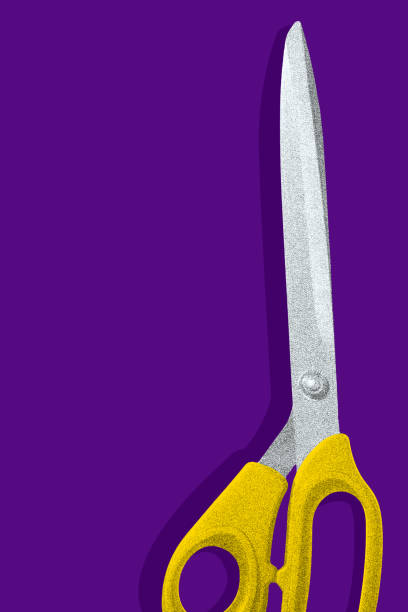istock Poster. Contemporary art collage. Modern creative artwork. Scissors in old paper filter against purple background. 1770383886