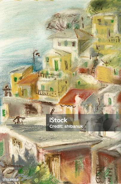 Riomaggiore Cinque Terre Stock Illustration - Download Image Now - Architecture, Blue, Cliff