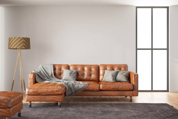 istock Cozy Room with a Leather sofa and Empty White Wall 1770391276