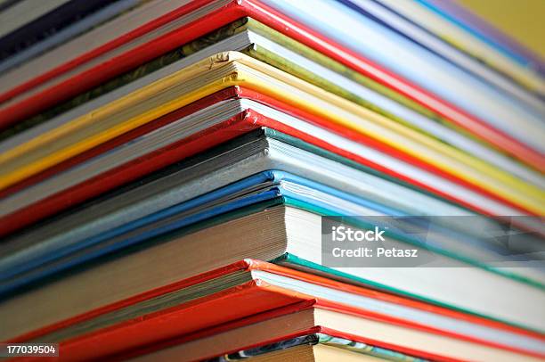 Stack Of Various Colored And Sized Books Stock Photo - Download Image Now - Picture Book, Yearbook, Fairy Tale