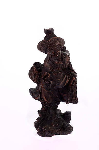 Clay figurine of Chinese man isolated on white