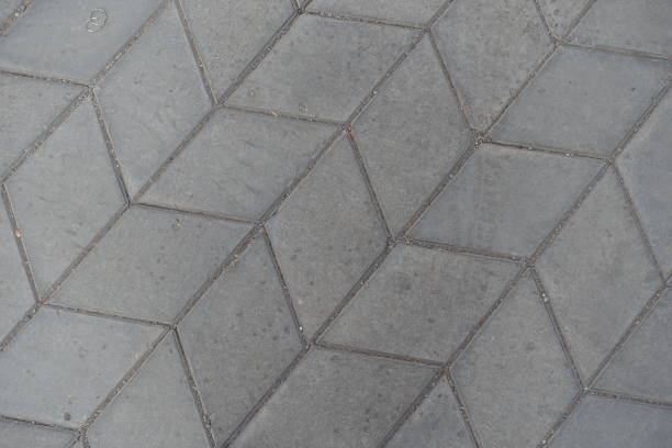 istock Top view of gray diamond shaped concrete pavement with geometric pattern 1770396131