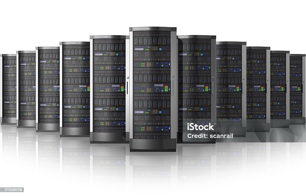 Reihe von Netzwerk-Servern im data center - Lizenzfrei Netzwerkserver Stock-Foto