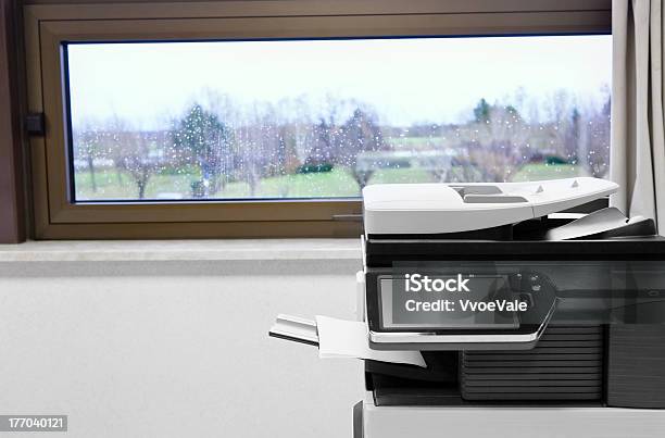 Big Grey Copier In Office Stock Photo - Download Image Now - Computer Printer, Flat Bed Scanner, Office