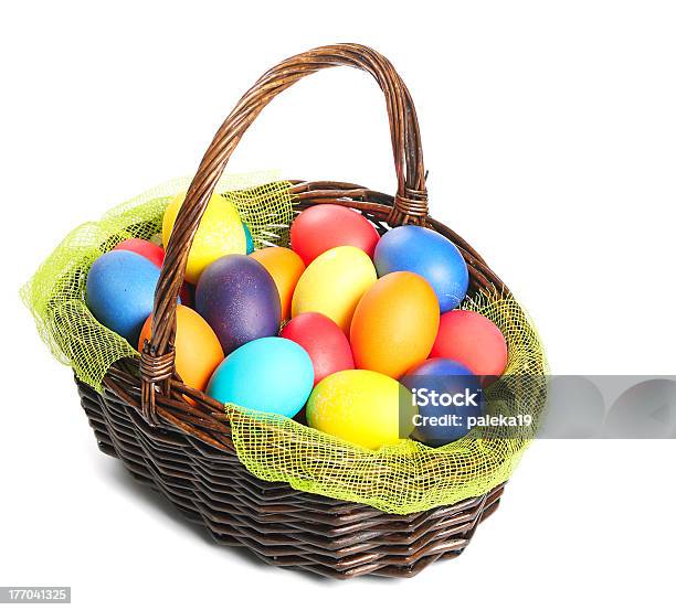 Uova Di Pasqua - Fotografie stock e altre immagini di Arancione - Arancione, Bianco, Blu