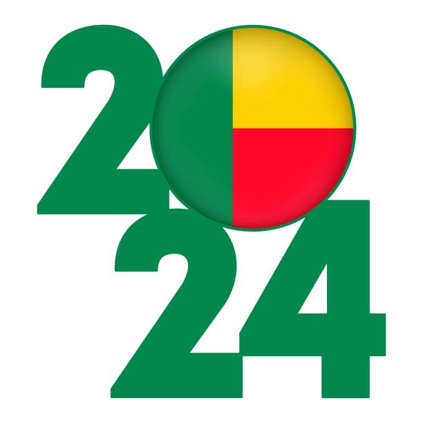 istock Happy New Year 2024 banner with Benin flag inside. Vector illustration. 1770414204