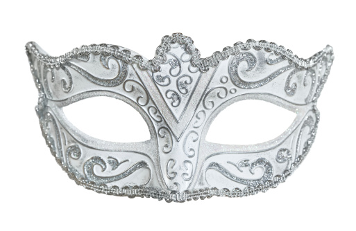 Multi colored ornate carnival mask on the white background