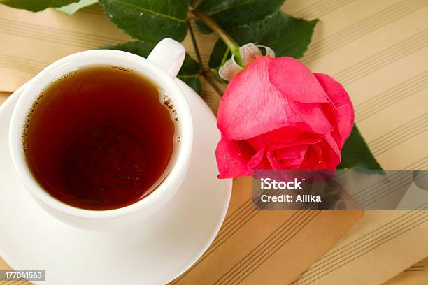 Cup Of Tea And Rose Stock Photo - Download Image Now - Breakfast, Celebration Event, Cup