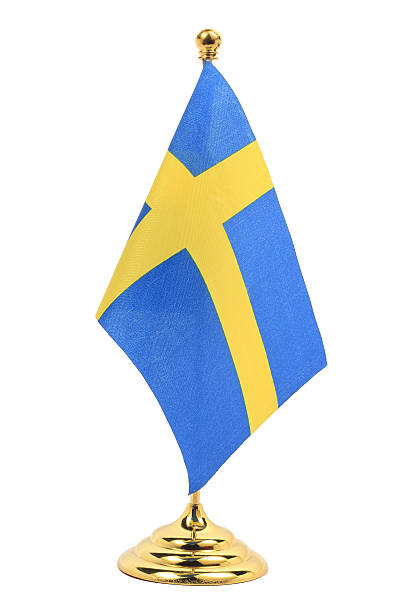 istock Sweden flag hanging on the gold flagstaff 177041888