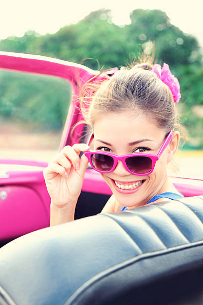 istock Vintage woman in retro car 177042262