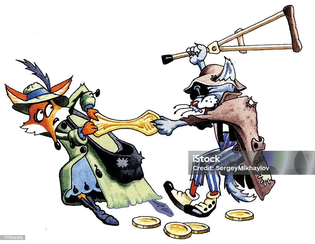 Gato y Fox - Ilustración de stock de Pinocho libre de derechos