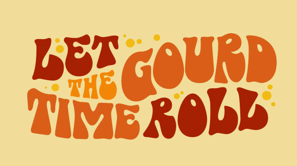 istock Cute 70s groovy style lettering pun quote, Let the gourd time roll. Isolated typography vector illustration. Warm colored text design element for Thanksgiving, Halloween, Fall festive purposes 1770428204
