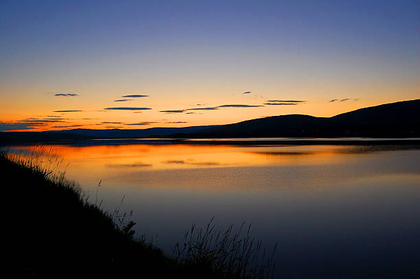 sunset on gaspé bay stock photo