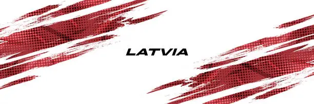 Vector illustration of Flag of Latvia with Brush Style. National Republic of Latvia flag on White Background