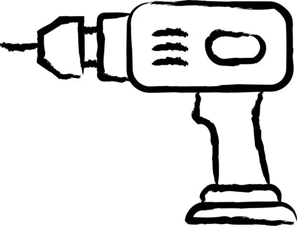 Vector illustration of Drill hand drawn vector illustration