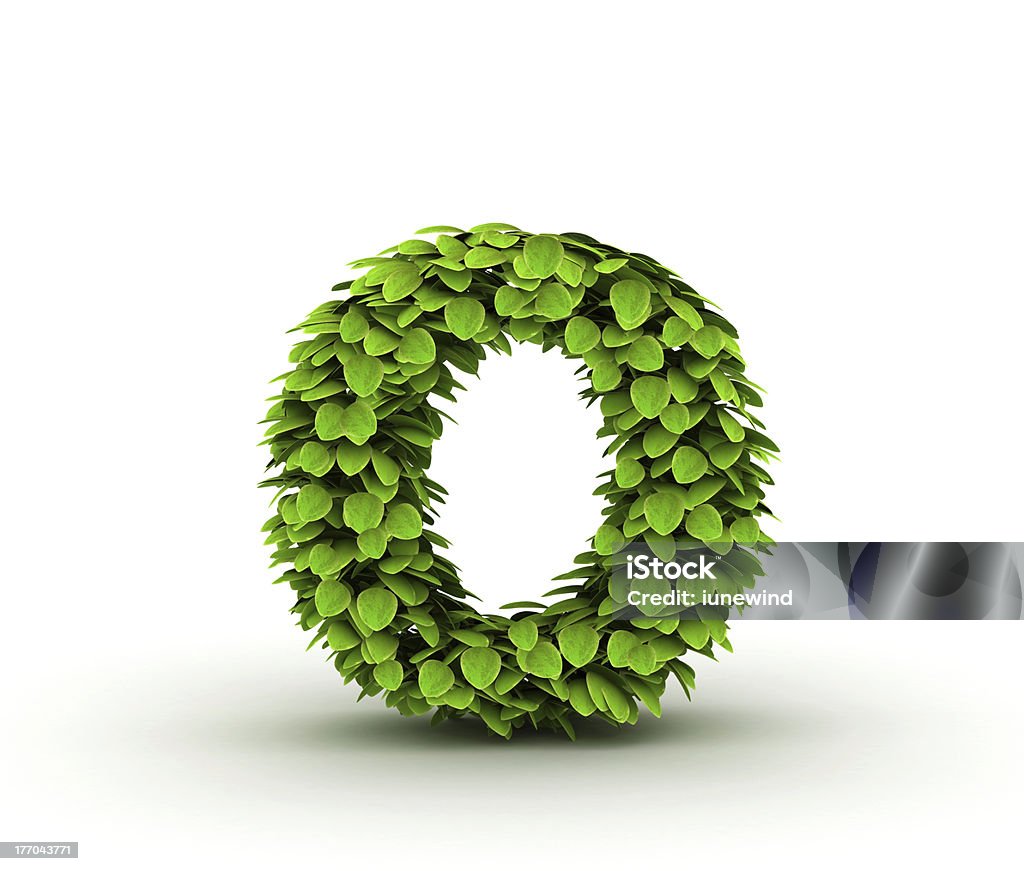 文字 o 、アルファベットの緑の葉 - アルファベットのロイヤリティフリーストックフォト