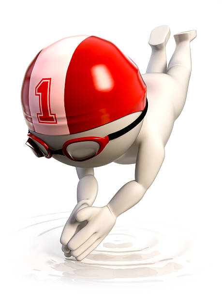 Swimmer to water A swimmer about to dive into the water cartoon of a swimming goggles stock pictures, royalty-free photos & images