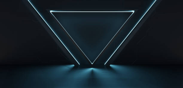 istock Technology background showroom modern exhibition stage dark tone neon light stage and laser stage backdrop display 3D illustration 1770441450
