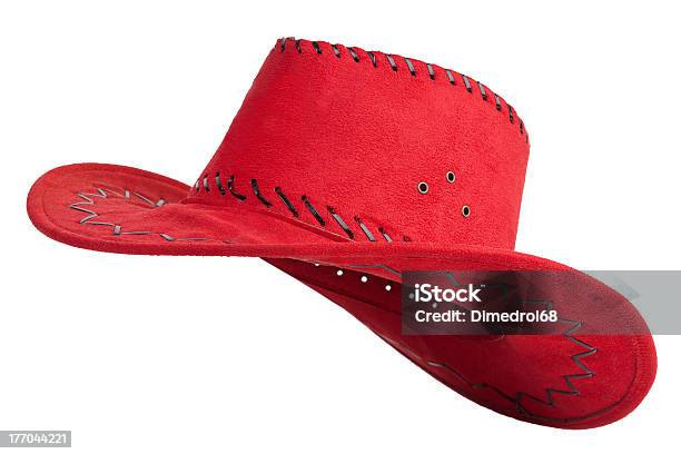 Bayeta Roja Sombrero De Vaquero Foto de stock y más banco de imágenes de Sombrero de vaquero - Sombrero de vaquero, Recortable, Accesorio personal