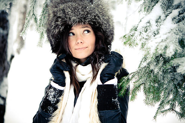 istock Asian girl in a fur hat 177044454