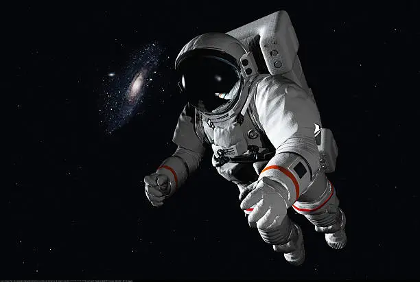 The astronaut  in outer space