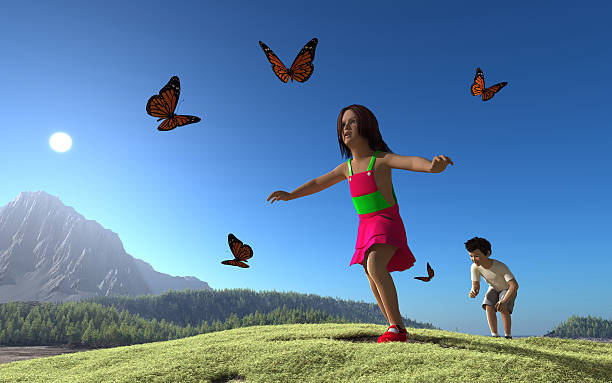istock Kids and butterflies. 177044971