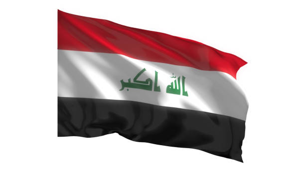 Iraq national flag on white background. 3d illustration flag of Iraq. Iraq flag waving isolated on white background with clipping path. flag frame with empty space for your text. iraqi flag stock pictures, royalty-free photos & images