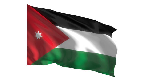 3d illustration flag of Jordan. Jordan flag waving isolated on white background with clipping path. flag frame with empty space for your text.