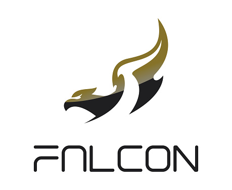 Eagle bird  abstract design. Flying Soaring Falcon type concept icon. Letter F  icon.