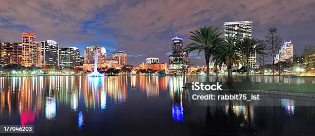 A Landscape Panorama Of The City Of Orlando At Night Stock Photo - Download Image Now