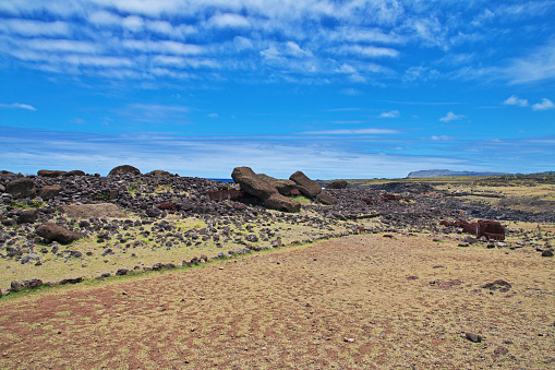 Rapa Nui, Ahu Akahanga park on Easter Island, Chile