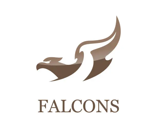 Vector illustration of Eagle bird  abstract design. Flying Soaring Falcon type concept icon. Letter F  icon.