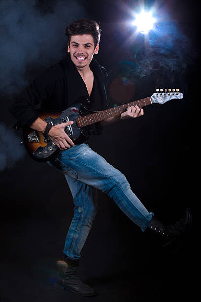 istock Cool man with electric guitar 177046556