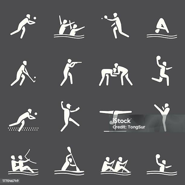 Sports Icons Set 2 White Series Stock Illustration - Download Image Now - Aiming, Athlete, Beach Volleyball