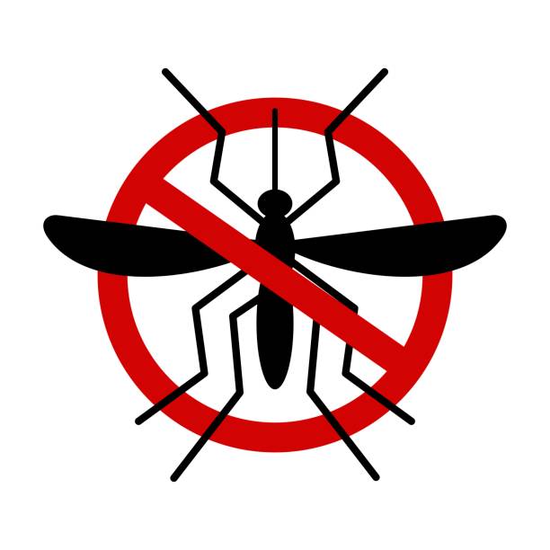 Mosquito warning prohibited sign. Stop and control mosquito. Anti mosquitoes, insect control vector symbol. Vector illustration Mosquito warning prohibited sign. Stop and control mosquito. Anti mosquitoes, insect control vector symbol. Vector illustration. rhagonycha fulva stock illustrations