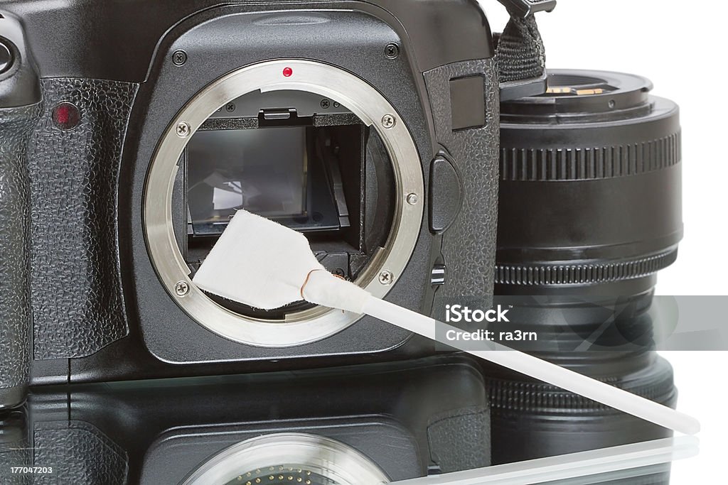 Pulizia del sensore della telecamera - Foto stock royalty-free di Lente - Strumento ottico