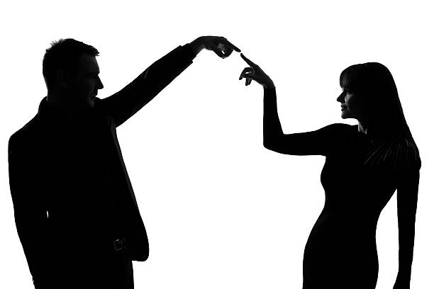 istock one couple man and woman expressing communication gesture concep 177047320