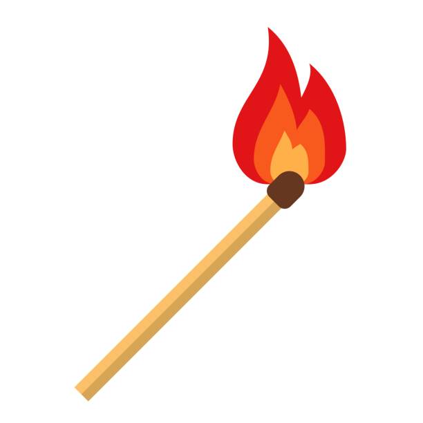 dopasuj do ognia na białym tle. ilustracja wektorowa - match matchstick dark fire stock illustrations