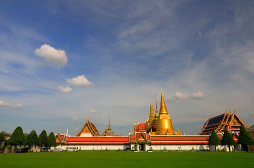 Landscape of Wat Phra Kaew, Temple of the Emerald Buddha, Bangkok, Thailand.