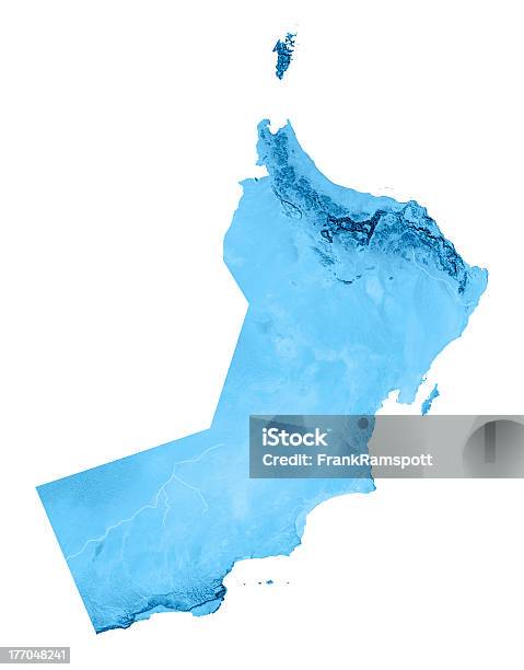 Omã Topographic Mapa Isolado - Fotografias de stock e mais imagens de Omã - Omã, Azul, Cartografia