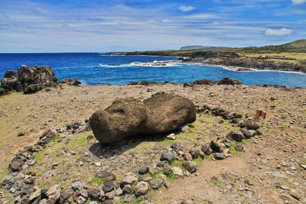 Rapa Nui, Ahu Akahanga park on Easter Island, Chile