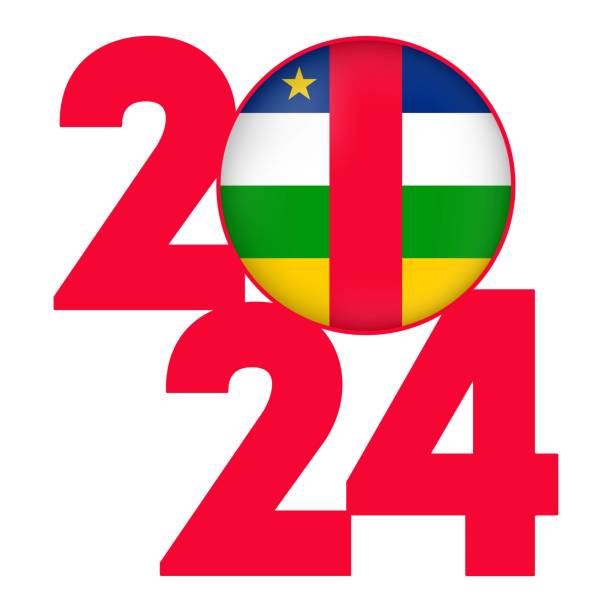 istock Happy New Year 2024 banner with Central African Republic flag inside. Vector illustration. 1770486781