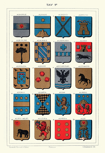 紋章学紋章紋章盾ライオンの頭鷲馬イタリアシチリア19世紀 19世紀のベクターアート素材や画像を多数ご用意 19世紀, 19世紀風