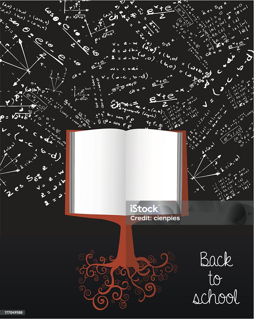 Математика книга дерево концепции образования - Векторная графика Книга роялти-фри