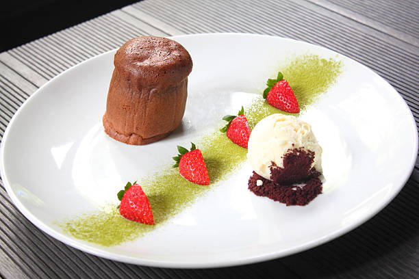 istock Chocolate Lava cake with strawberry and ice cream 177049325