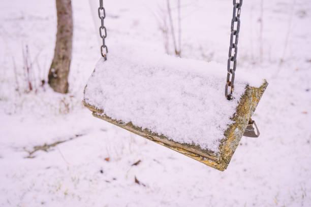 Empty swing in an deserted rural scene