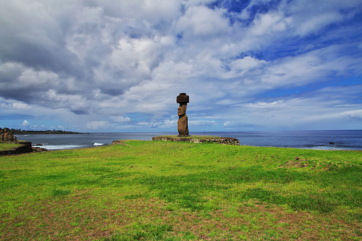 Rapa Nui, The statue Moai in Ahu Tahai on Easter Island, Chile