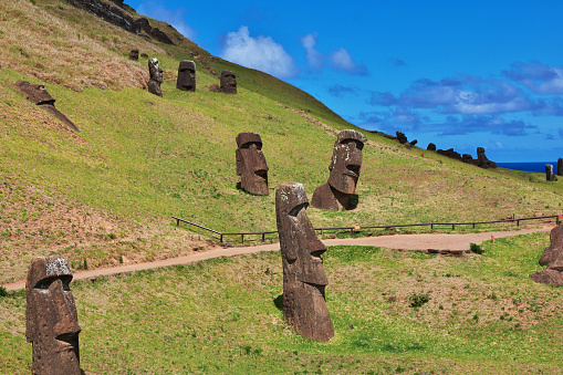 Rapa Nui, The statue Moai in Rano Raraku on Easter Island, Chile